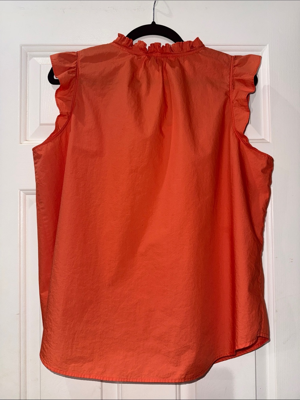 Talbots Bright Orange Smocked Ruffle Cap-Sleeve Top - Picture 3 of 3